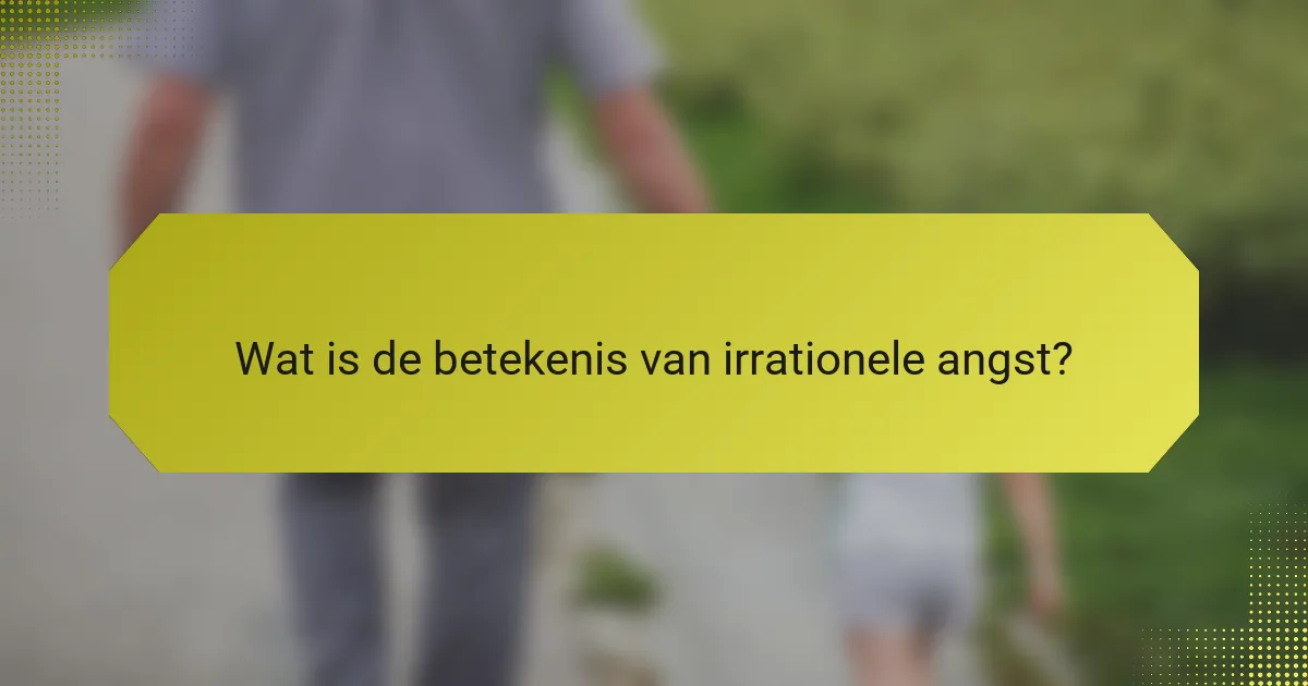 Wat is de betekenis van irrationele angst?