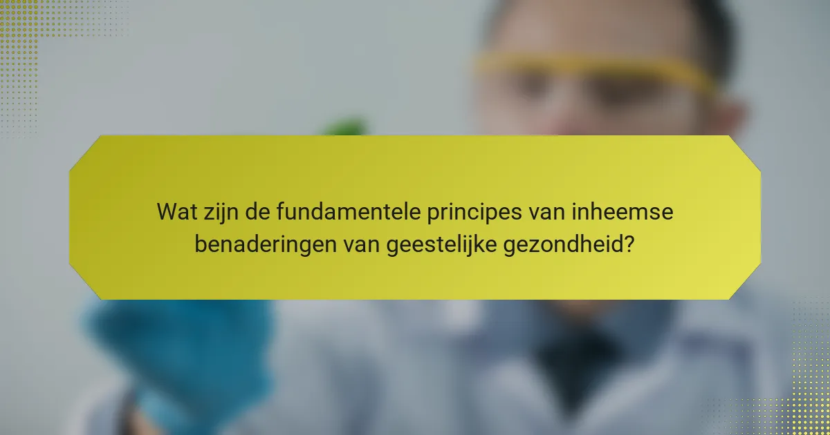 Wat zijn de fundamentele principes van inheemse benaderingen van geestelijke gezondheid?