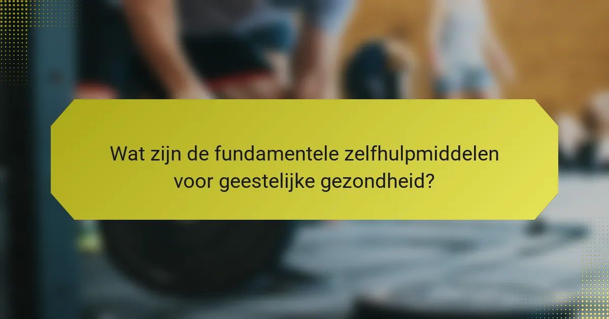 Wat zijn de fundamentele zelfhulpmiddelen voor geestelijke gezondheid?