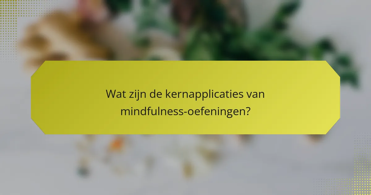 Wat zijn de kernapplicaties van mindfulness-oefeningen?
