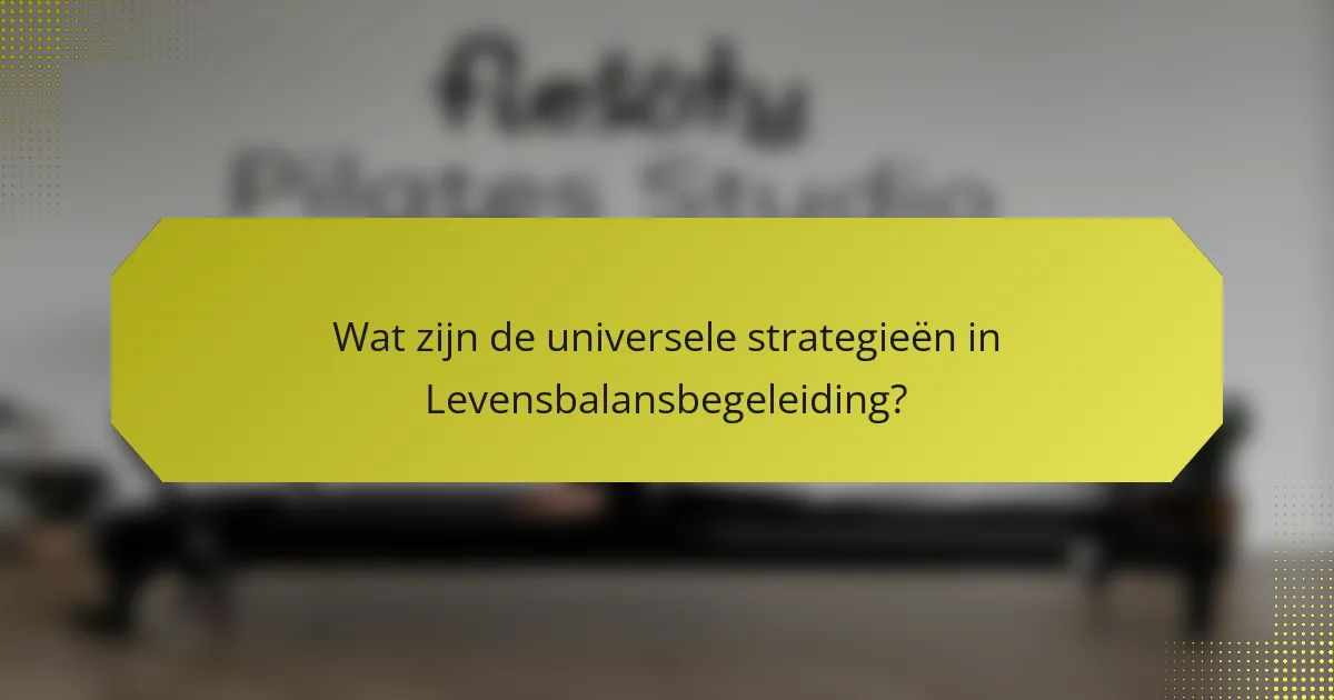 Wat zijn de universele strategieën in Levensbalansbegeleiding?