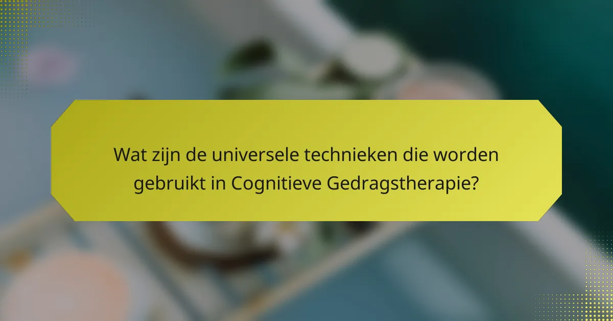 Wat zijn de universele technieken die worden gebruikt in Cognitieve Gedragstherapie?