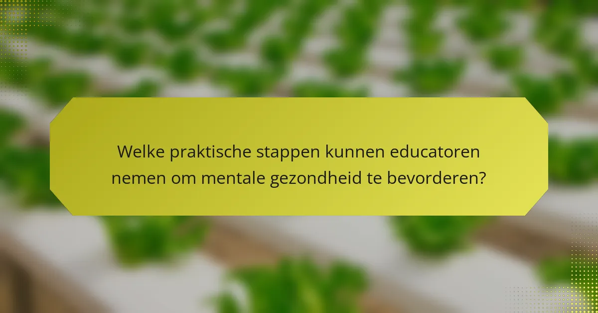 Welke praktische stappen kunnen educatoren nemen om mentale gezondheid te bevorderen?