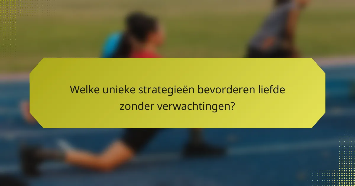 Welke unieke strategieën bevorderen liefde zonder verwachtingen?