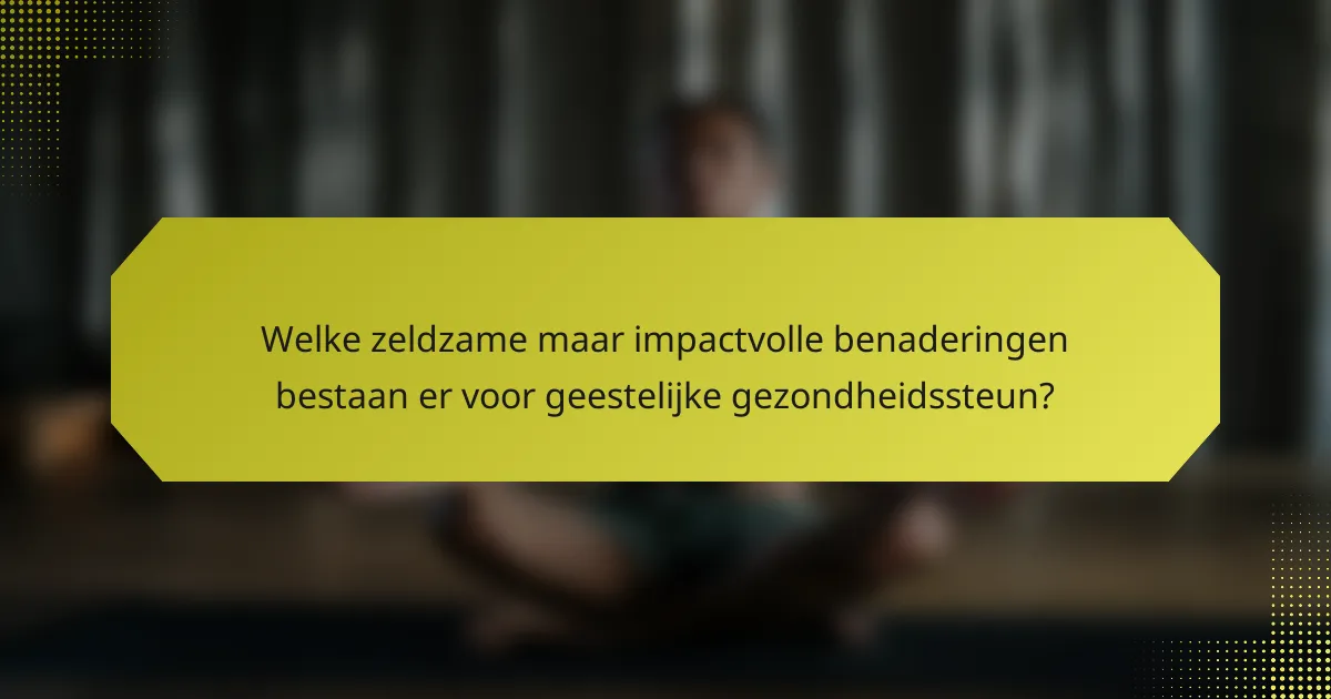 Welke zeldzame maar impactvolle benaderingen bestaan er voor geestelijke gezondheidssteun?